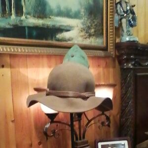 Vintage Brown Hat with Green Accent